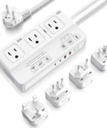 2000W Travel Voltage Converter 110V To 220V with 3 AC sockets, 2 USB-C, 2 USB-A plugs, EU UK AU IT adapters