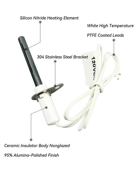 Image showing 120V Silicon Nitride Hot Rod Ignitor Replacement For Silicon Carbide Igniters In Gas Fired Furnaces Water Heaters Boilers