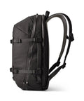 Side view of Crossroads 27L Everyday Backpack, black, with padded straps and TuffSkin Nylon, for commuters and weekend warriors.