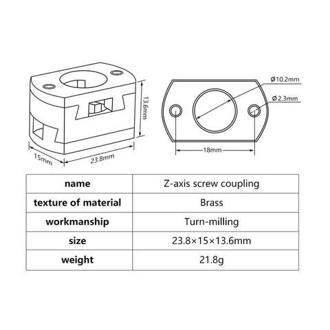 Upgrade Your 3D Printer With This Smooth Brass Oldham Coupling For Ender 3 V2 And CR10S Pro Make Z Axis Moves Way More Stable By Cutting Down Jams And Vibration On T8 Lead Screws. Brass Z-axis screw coupling, 23.8x15x13.6mm, 8mm bore