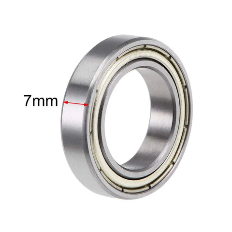 Close-up of 6804ZZ Deep Groove Ball Bearings 20mm bore, 32mm OD, 7mm thickness, double shielded chrome steel with measurement indicator.