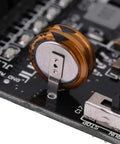 Close-up of the Rock Solid 24V DC PLC Control Board With FX1N-14MR Relay Module showing detailed circuitry and components.