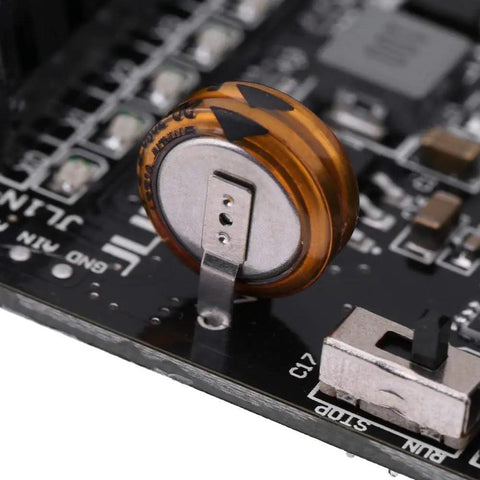 Close-up of the Rock Solid 24V DC PLC Control Board With FX1N-14MR Relay Module showing detailed circuitry and components.