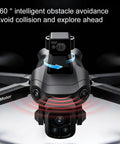 Ultra High Definition 8K Drone With 4K Video Capabilities, 360° obstacle avoidance feature, Black Edition, front view.