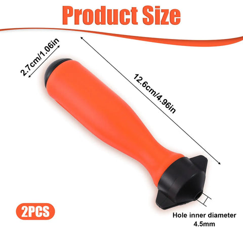 Badass Round File Handles Two Pack With Quick Adjust Nut And Comfy Grips Designed For Chainsaw Touch Ups And Backyard Projects Fits Point Two Inch Diameter Bits Without Hassle, showing size and design features.