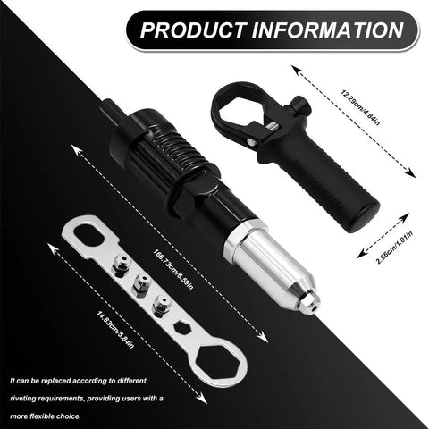 Rivet Gun Adapter Kit For Cordless Drill Riveter With 2.4mm 3.2mm 4.0mm 4.8mm Rivet Heads Workhorse Heavy Duty Aluminum Construction Lightweight