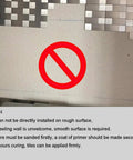 Peel And Stick Metal Backsplash Panels 12 By 12 Inch Square caution sign on rough surface with installation notes