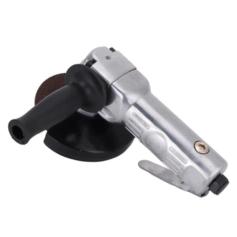 Badass 4 Inch Pneumatic Angle Grinder And Polisher Tool 11000 Rpm High Speed Air Sander with black handle and abrasive pad.