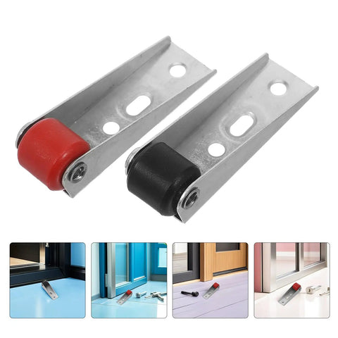 Heavy Duty Sliding Barn Door Wheels And Silent Nylon Rollers With Built Tough Cold Rolled Steel Frame For Silky Smooth Glide On Any Track Including All Hardware For Quick Indoor Outdoor Drawer Or Barn Gate Setup, featuring red and black roller mounts.