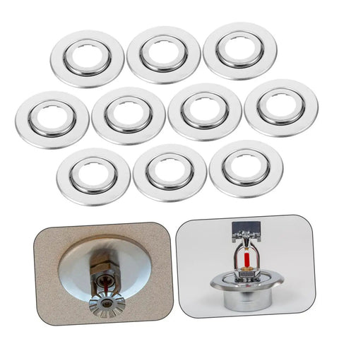 20 Pieces Stainless Steel Fire Sprinkler Escutcheon Plates in a pack, showing decorative split trim rings for ceiling installations.