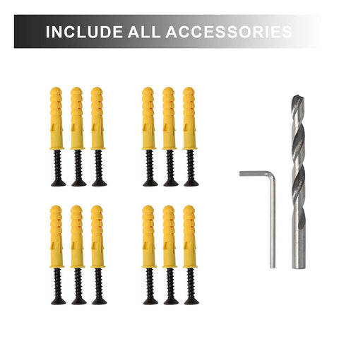Accessory kit for Rock Solid Five Foot Indoor Outdoor Stair Handrail with screws, anchors, drill bit, and wrench included.