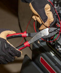 Pro Grade Heavy Duty Crimping And Cutting Tool For 10 To 22 AWG Solderless Terminals And Connectors With Tapered Nose in use