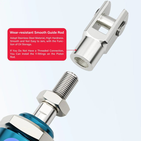 Close-up of Double Acting Pneumatic Cylinder 25mm Bore 75mm Stroke With Y Connector and Fittings MAL25x75 Pro Grade