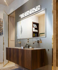Three Light LED Vanity Light Fixture For Bathroom Dimmable 4500K White Glow 16W above modern wood vanity with mirror in bathroom