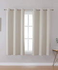 Fire Retardant Blackout Curtains With Grommet Top NFPA 701 Certified Flame Resistant Drape Room Darkening for Dorms Light Beige