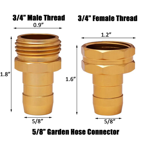 Two Pack Five Eighth Inch Aluminum Garden Hose Connector With Stainless Steel Clamps For Durable, Rust Free Hose Repair Kit