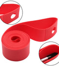 4 Pack Red 20mm PVC Bicycle Rim Strips Tire Liners For Road And Mountain Bikes, close-up on durable red material and design
