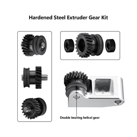Hardcore Hardened Steel Extruder Gear Kit for P1P P1S X1C X1E 3D Printer Upgrade with dual gears