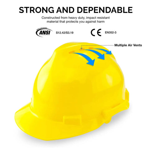 Yellow hard hat from Pro Grade Forestry Chainsaw Safety Helmet With Face Shield And Earmuffs For Eye And Hearing Protection