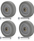 Heavy Duty 4 Inch Replacement Caster Wheels Set Of 4 Thermoplastic Rubber 1200 Lbs Capacity Quiet Non Marking Industrial Rollers with hardware