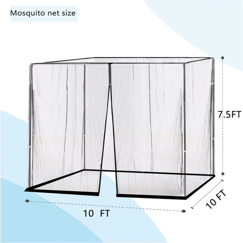Heavy Duty Mosquito Net For 10x10 Patio Umbrellas And Gazebos Black Polyester Net Screen with 10 ft x 10 ft dimensions and drawstring top