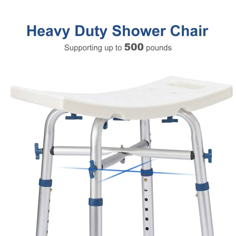Heavy Duty Shower Chair For Bathtub With 500lb Capacity Adjustable Height No Tools Needed Non Slip Seat Anti Slip Feet