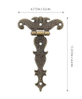 Decorative iron vintage-style hinge, 6.7 cm wide, 11.2 cm high, detailed floral design, antique finish
