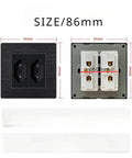 Smooth Touch Tempered Glass Wall Outlet Decked Out With Fast Charge USB Ports 20 Amp 2000 Watt Capacity Runs Flawless On 110 To 250 Volts showing dimensions and design.