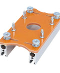 Heavy Duty Router Table Insert Plate For Woodworking Builds Slick Aluminum And Plastic Composite Setup, 65mm base with adjustment knobs.