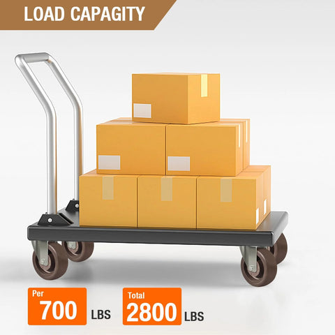 Four 4x1.5 inch hi-temperature nylon and glass caster wheels on a rolling platform cart