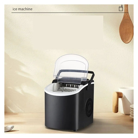 Hella Fast Portable Countertop Ice Maker Drops Fresh Cubes In Six Minutes With Sturdy Carry Handle Self Cleaning Tech Pushes Out Twenty Six Pounds Daily Anytime on a kitchen counter.