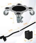 Heavy Duty Furniture Movers With Five Smooth Rubber Wheels Thick Carbon Steel Construction For Easy Moving Of Couches And Appliances, showing dimensions and components.