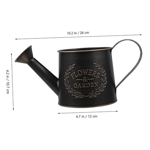 Heavy Duty Metal Watering Can With Big Capacity Galvanized Black Sprayer For Outdoor Garden Care Boss Grade Tool For Flowers And Lawn Easy Refill Spout Ergonomic Handle Indoor And Outdoor Plant Watering, black iron, 10.2 in