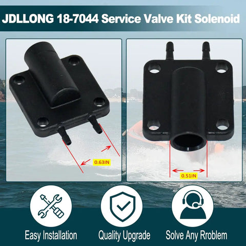 Primer Solenoid Service Valve Kit 18-7044 Replacement for Johnson Evinrude Outboard Engines with dimensions in image