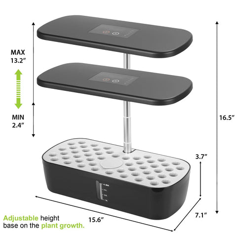 Indoor Hydroponics Garden System With 52 Pods, Smart Led Grow Light, Large Water Tank, Adjustable Height