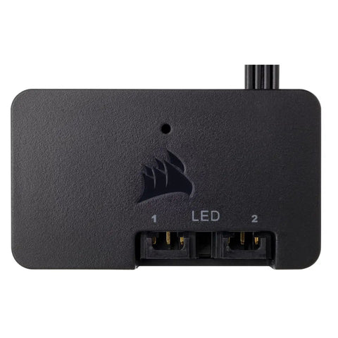Front view of iCUE Lighting Node PRO RGB Lighting Controller With Four Addressable LED Strips, 10 LEDs Each, Magnetic Mounts