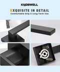 Detailed view of 6 Pack Matte Black Dummy Door Handle Set Heavy Duty Single Sided Door Levers for right or left handed doors interior mount.