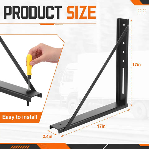 Set Of 2 Heavy Duty Underbody Truck Tool Box Mounting Brackets Kit 17 X 17 Inch Welded Steel Mounting Brackets with screwdriver