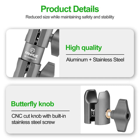 Composite Double Socket Swivel Arm 3.7 Inch Aluminum Mounting Arm Dual 20mm Socket Ends Fits 20mm Attachment Ball For Vehicle GPS Mount Durable For Rugged Use With Lifetime Warranty, aluminum and stainless steel