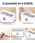 Steps to use Ultrasonic Jewelry Cleaner 1000mL Deep Clean, 45kHz Sonic Cleaner With 5 Modes And Degassing, Boss Level Clean shown