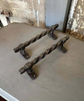 Set Of 2 Oversized Cast Iron Door Pull Handles With Twisted Forged Design for rustic barn shed exterior front door