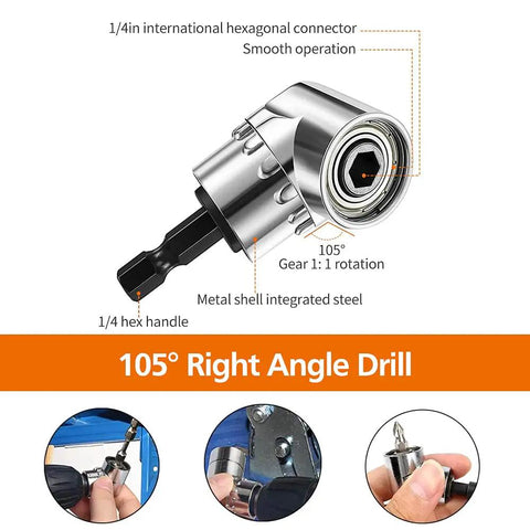 Bendable Drill Bit Extension With 105 Degree Right Angle Magnetic Screwdriver Bit Holder Universal Socket Adapter Set 1/4 3/8 1/2 Inch 12 Piece Screwdriver Bit Kit Flexible Drill Accessory For Tight Spots Must Have Gear