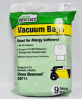 HEPA Vacuum Bags 9 Pack for Commercial Canister Vacuums, 5 Layer H10 Filtration, White, Fits CO711 packaging