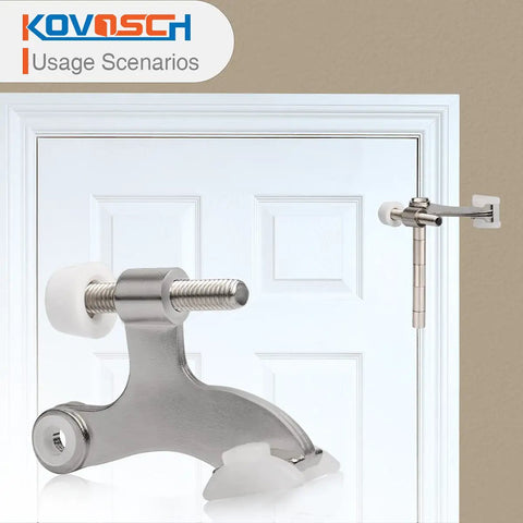 Six Pack Adjustable Hinge Pin Door Stopper Set In Brushed Satin Nickel Heavy Duty Door Stops With White Rubber Bumper Tips To Prevent Dents And Wall Scrapes Easy One Minute Install