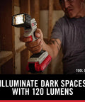 Rechargeable 20V Max LED Work Light With Pivoting Head And 120 Lumens Lit Cordless Portable Spotlight for dark job sites