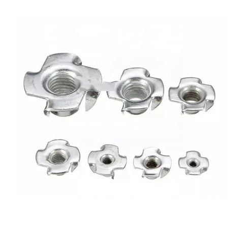 Beefy Four Claw T Nut Set for Furniture Mounting 100 Pcs Thickened Steel Blind Prong Inserts M6x20 Heavy Duty Speaker Nut