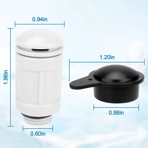 Air Jet Valve And Cap Kit For Above Ground Pool Inlets Universal Fit For Intex Models And Other Common 261xx And 263xx Series Hassle Free Replacement For 26165EH 26167EH 26175EH 26183MW 26191EH 26301T And More, showing dimensions
