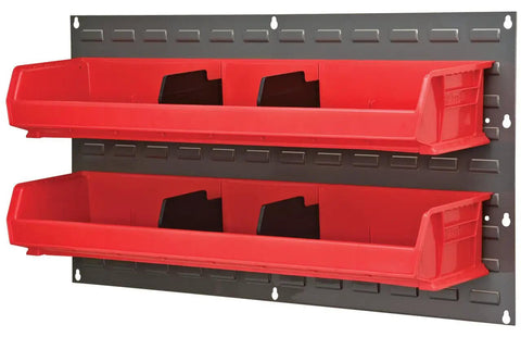 Heavy Duty Wall Mount Garage Storage Steel Louvered Panel For AkroBins Wall Storage Bins Hanging Organizer System with red bins