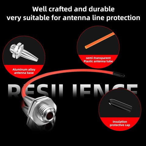 Five Pack Universal Antenna Plastic Tubing With Protective Cap And Base for RC Cars 15 Inch Length 3mm OD 1.8mm ID
