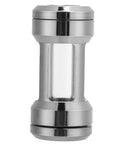Top Notch Inline G1/4 Thread PC Water Cooling Filter With Heavy Duty Brass Build And Clear Viewing Port Plus 50mm Precision Mesh Strainer, showing side view.